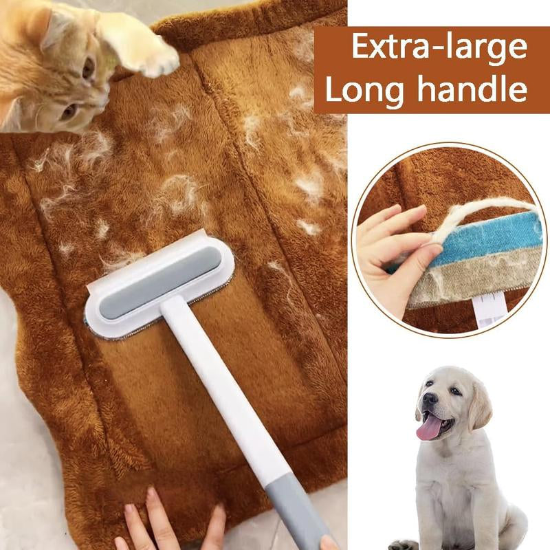 【4 in 1】Pet Hair Removal Tool, Multi-Functional, Reusable, Washable Lint Cleaner for Dog and Cat Hair, Gentle on Furniture, Effective on Carpets, Clothing, Bedding,Pet Hair Remover for Furniture, Cat/Dog Hair Remover with Extra Long Handle