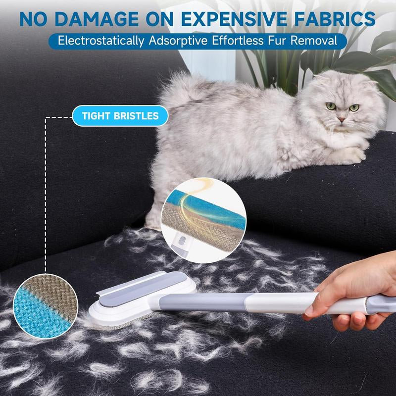【4 in 1】Pet Hair Removal Tool, Multi-Functional, Reusable, Washable Lint Cleaner for Dog and Cat Hair, Gentle on Furniture, Effective on Carpets, Clothing, Bedding,Pet Hair Remover for Furniture, Cat/Dog Hair Remover with Extra Long Handle