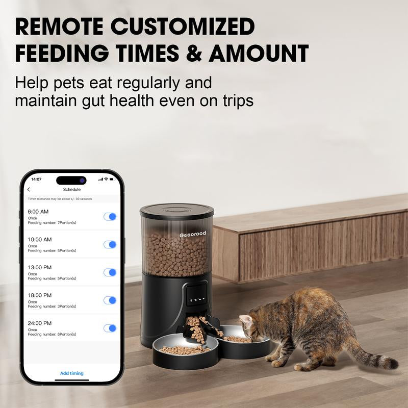【Outdoorfun】4L Automatic Cat Feeder for 2 Cats with Camera| Dual Stainless Steel Bowls | App-Controlled with Camera | Real-Time Video Chat | Ideal for Cats & Dogs ! #1