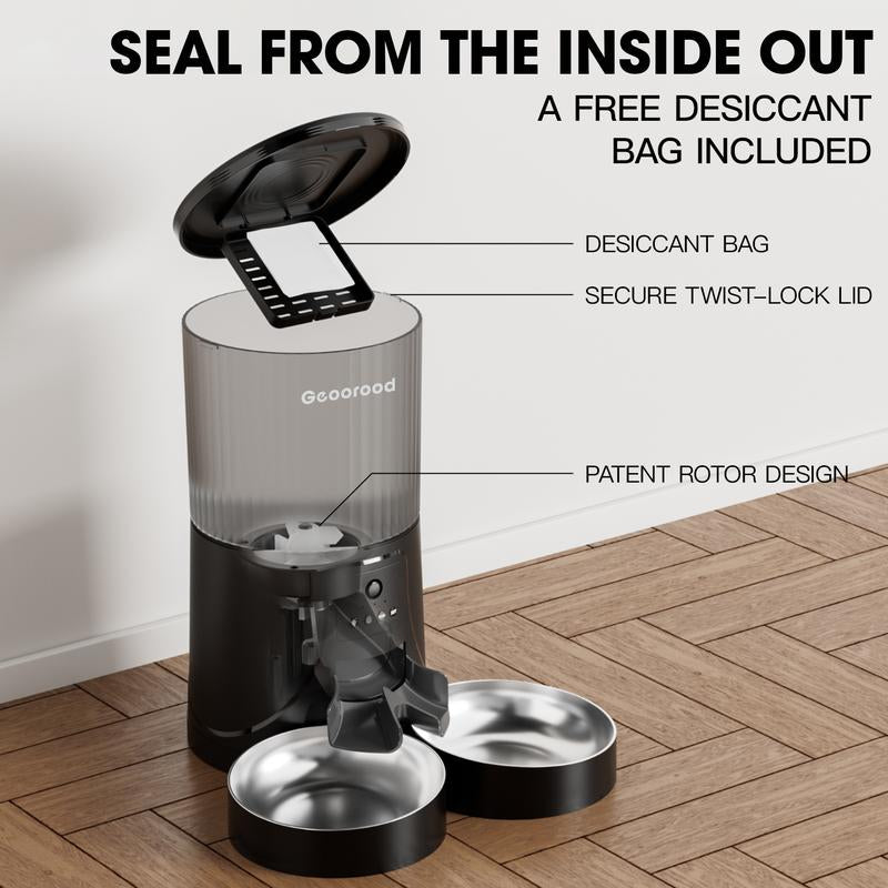 【Outdoorfun】4L Automatic Cat Feeder for 2 Cats with Camera| Dual Stainless Steel Bowls | App-Controlled with Camera | Real-Time Video Chat | Ideal for Cats & Dogs ! #1