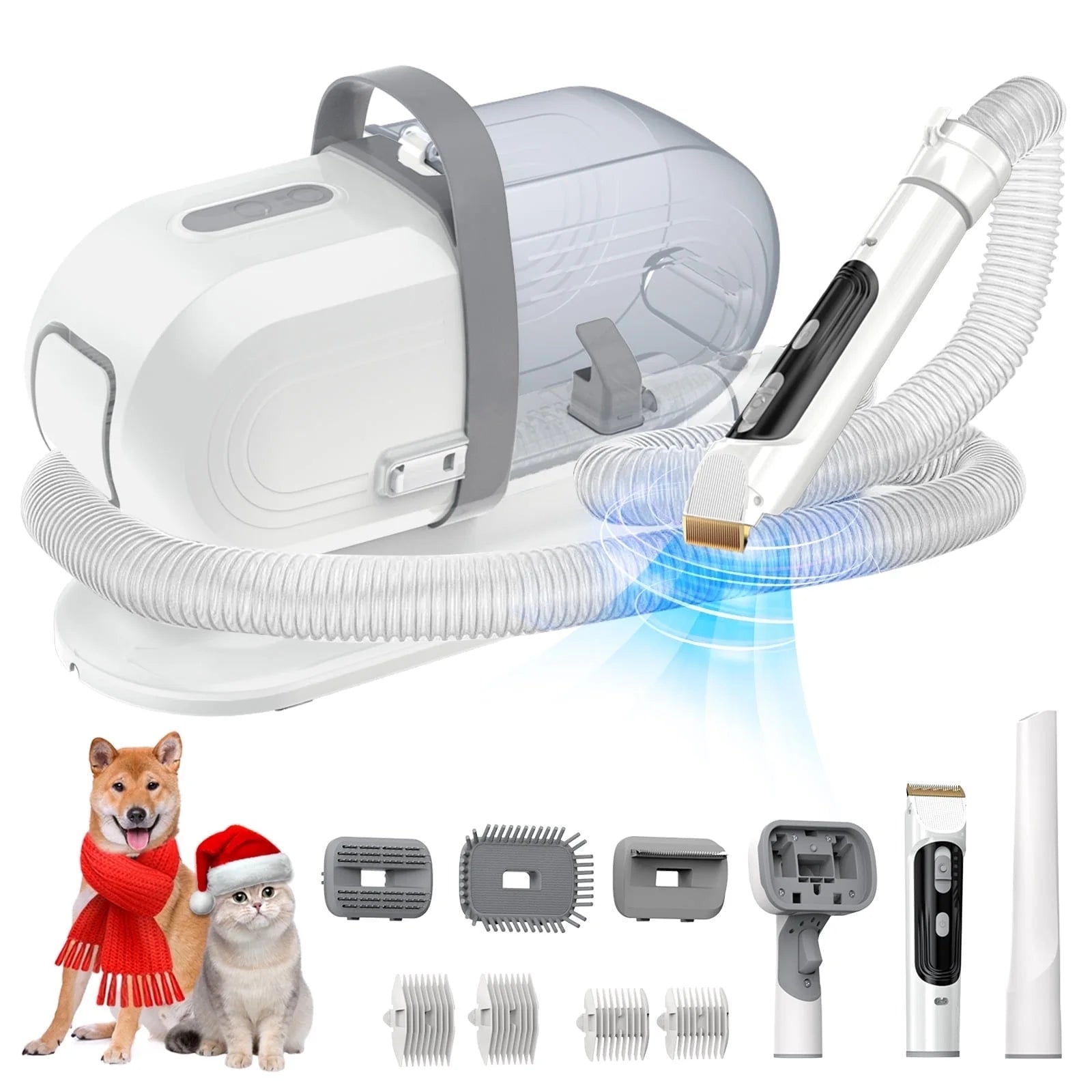 Pet Grooming Vacuum for Dogs & Cats, 13Kpa Suction, 5-In-1 Grooming Kit with Low Noise, 2.5L Dust Cup, Wireless Clippers, Deshedding Brush – Professional At-Home Pet Hair Cleaner