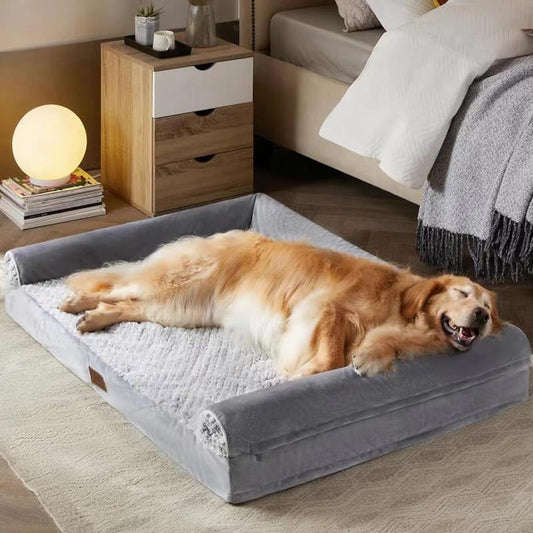 Orthopedic Dog Bed for Large Size Dogs, Supportive Memory Foam Dog Sofa with Washable Removable Cover, Non-Slip Base, Waterproof Pet Couch Bed