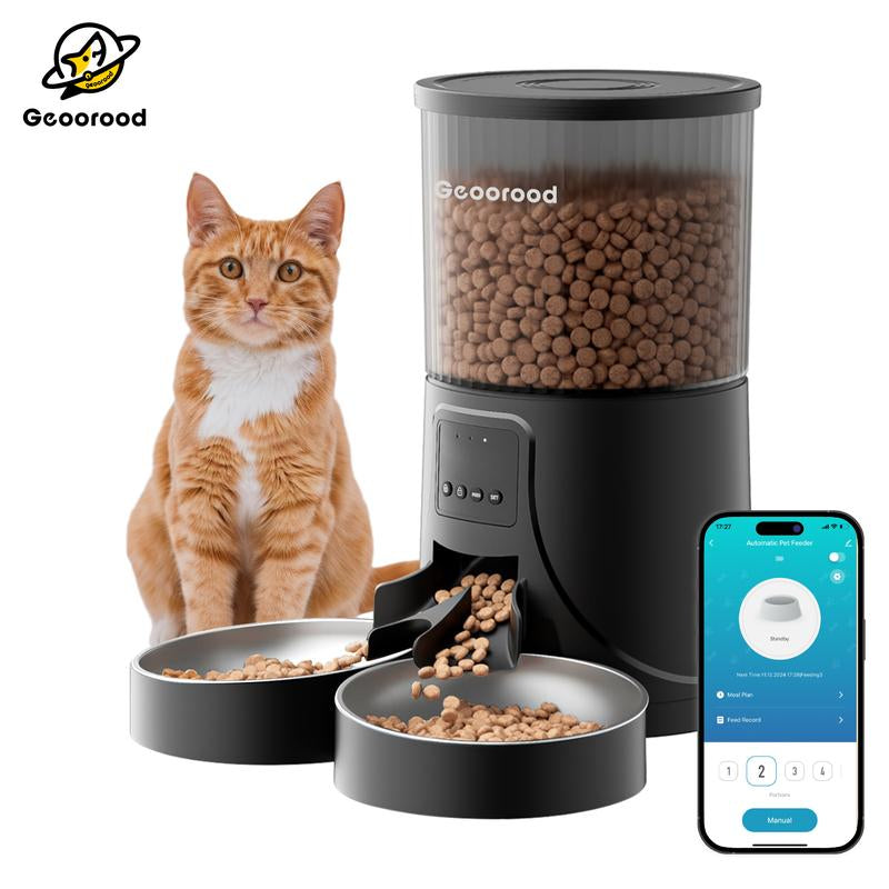 【Outdoorfun】4L Automatic Cat Feeder for 2 Cats with Camera| Dual Stainless Steel Bowls | App-Controlled with Camera | Real-Time Video Chat | Ideal for Cats & Dogs ! #1
