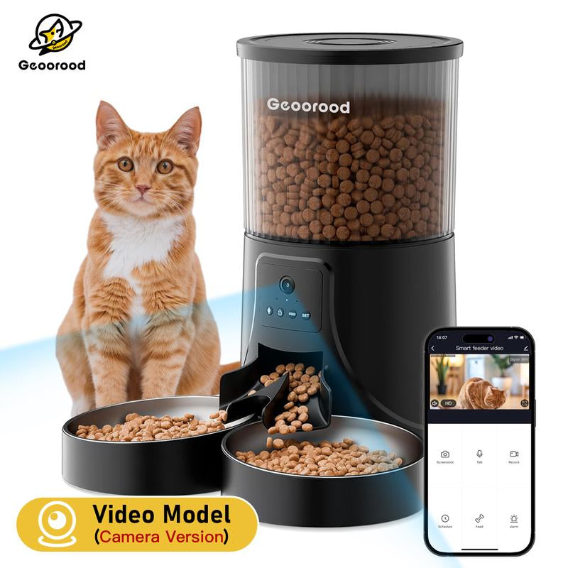 【Outdoorfun】4L Automatic Cat Feeder for 2 Cats with Camera| Dual Stainless Steel Bowls | App-Controlled with Camera | Real-Time Video Chat | Ideal for Cats & Dogs ! #1